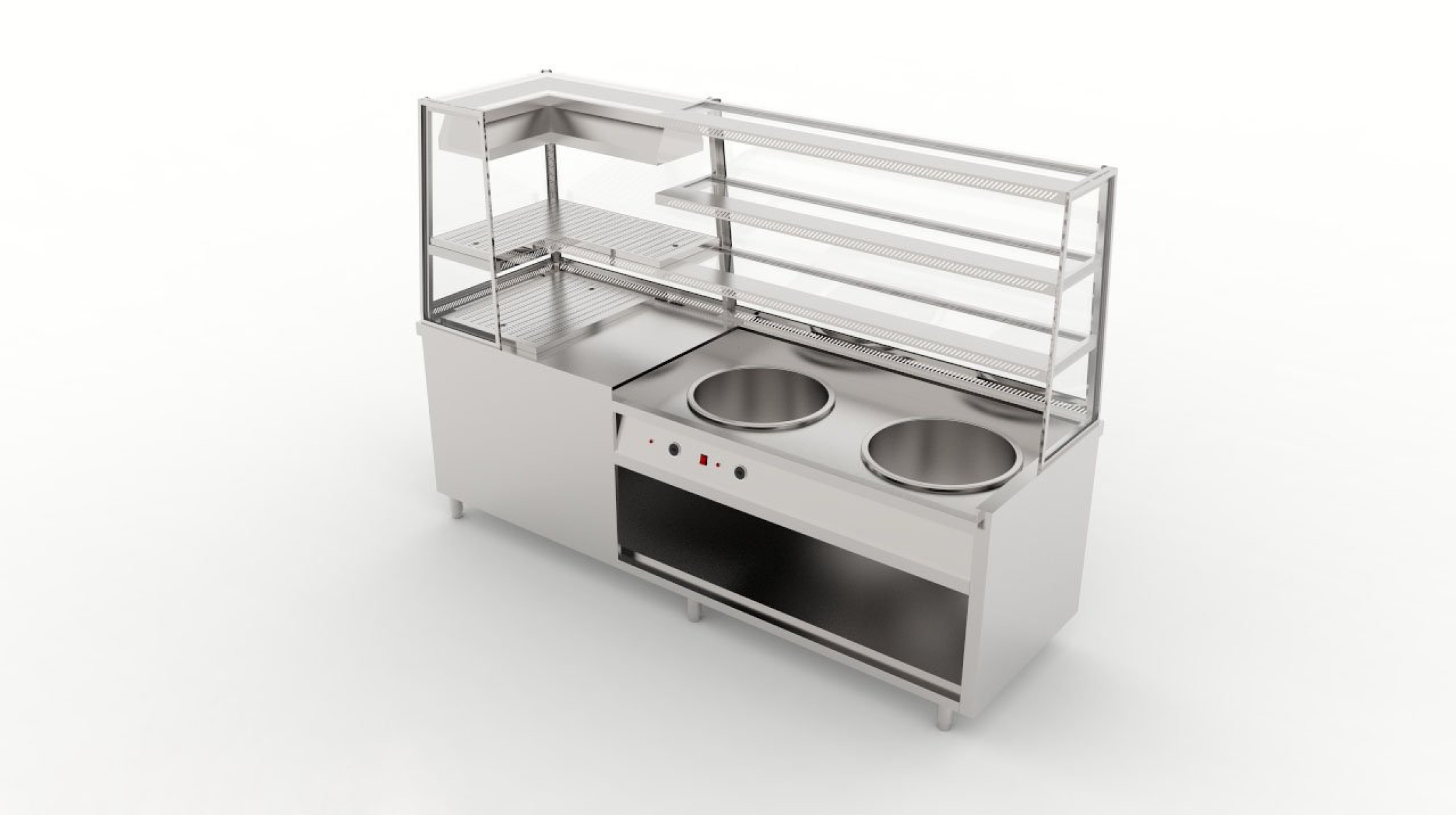 Pot Counter with L-shaped Warmer
